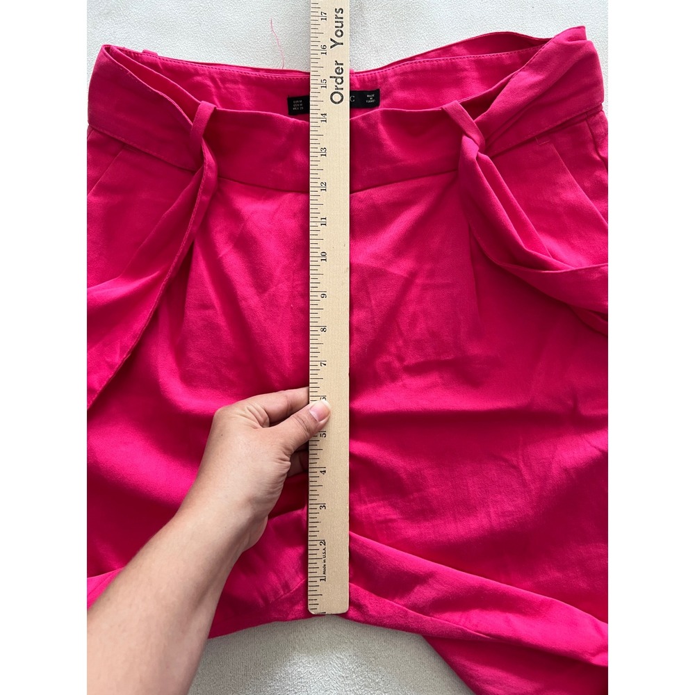 Zara Basic Womens Hot Pink High Waisted Belted Tapered Pants Size M Cotton Blend - Picture 4 of 13